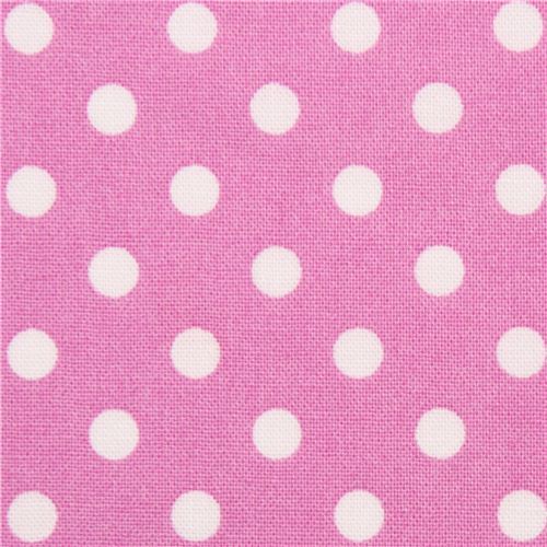orchid Michael Miller fabric small white polka dots