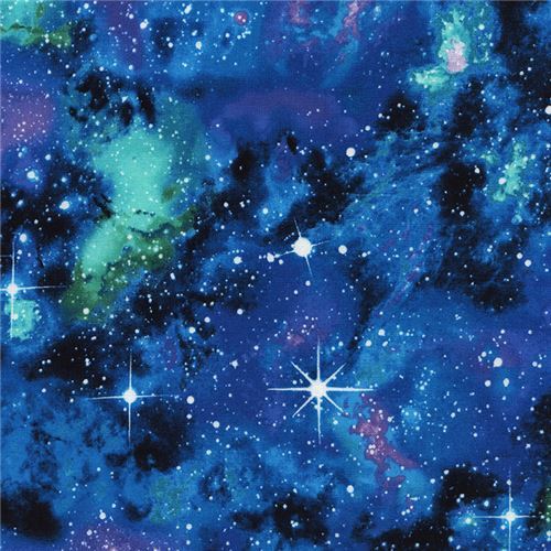 black blue turquoise purple space stars fabric by Timeless Treasures