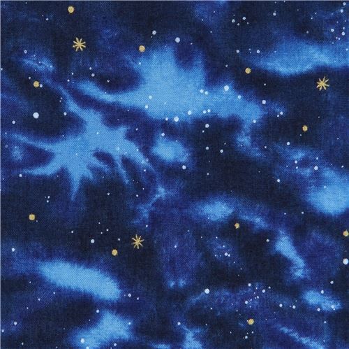 dark blue Robert Kaufman star galaxy gold metallic fabric Stargazers 5