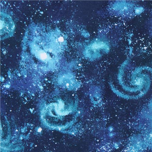 galaxy space turquoise dark blue Robert Kaufman Laguna Jersey knit fabric