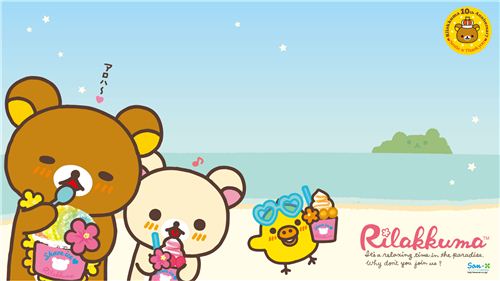 Rilakkuma with shave ice wallpaper from the latest Hawaii collection