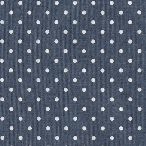 denim blue color fabric with small white polka dot by Timeless Treasures