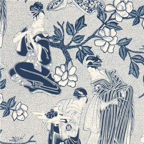 indigo blue Alexander Henry Geisha fabric from the USA