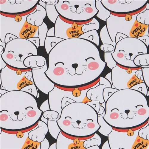 Lillestoff packed lucky cat jersey organic knit fabric