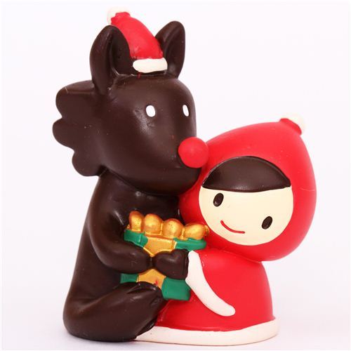 Little Red Riding Hood wolf present Christmas figurine Japan