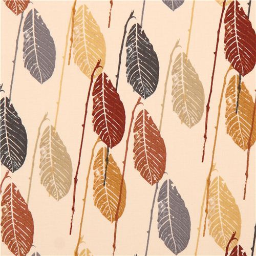 cream colored autumn leaf pattern cotton fabric by Andover USA