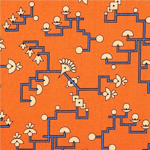 orange labyrinth Egypt ornament fabric Andover USA