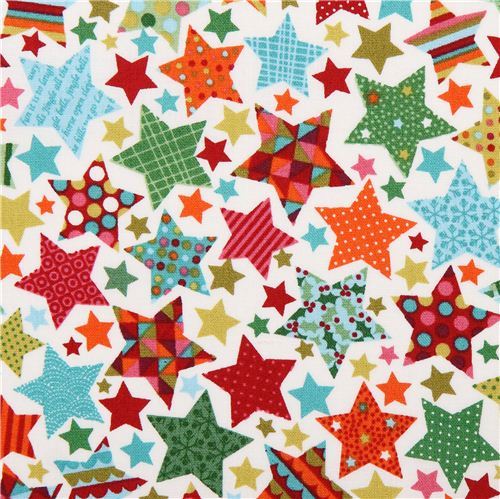 white Christmas star fabric Andover from the USA