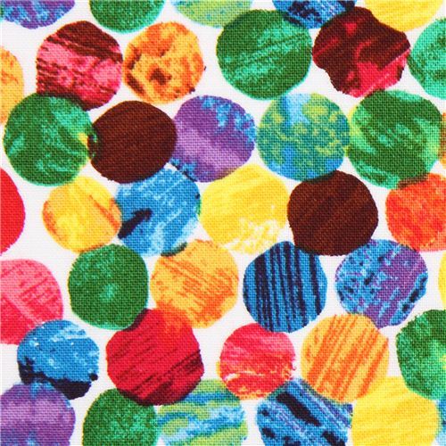 white dot caterpillars fabric 'The Very Hungry Caterpillar' Andover USA