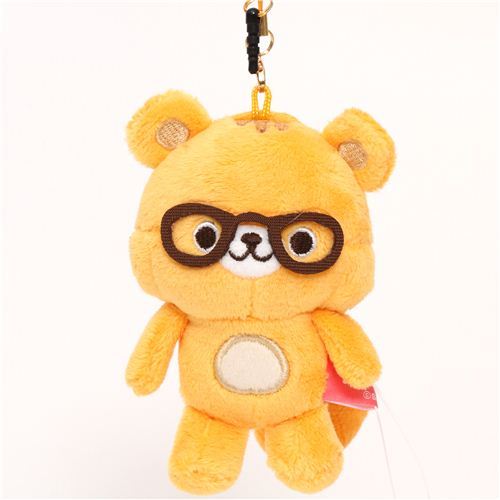orange Chocopa squirrel with glasses plush charm San-X