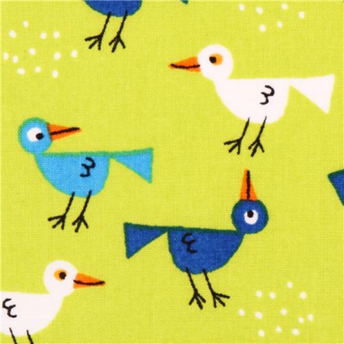 green Cloud 9 bird animal organic fabric Happy Drawing Too