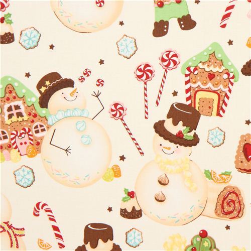 candy snowman Christmas fabric Alexander Henry
