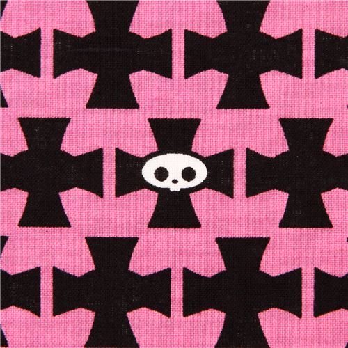 pink Skelanimals cross skull fabric from the USA