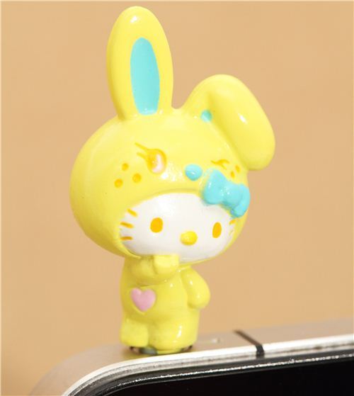 yellow Hello Kitty bunny mobile phone plugy earphone jack