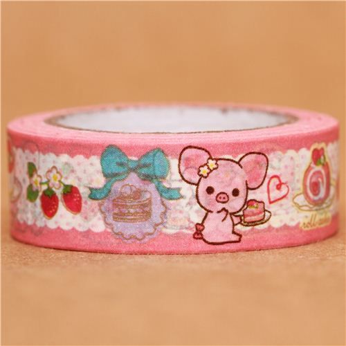 pink Piggy Girl pig lace Washi Masking Tape