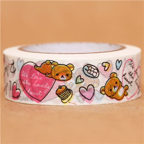 white I love Rilakkuma heart Washi Masking Tape deco tape