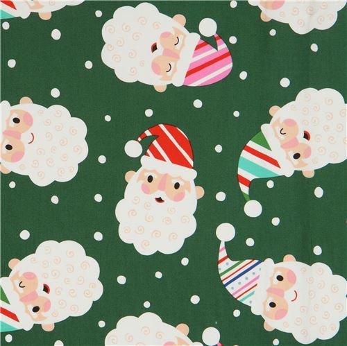 Santa Claus and dots Christmas fabric by Alexander Henry in green