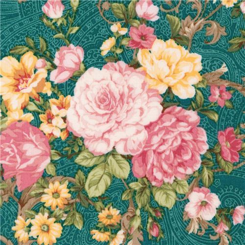 dark green Robert Kaufman fabric flower Lady Elizabeth