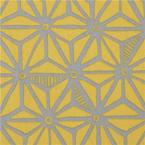green-brown Robert Kaufman fabric grey star shape Psychedelia