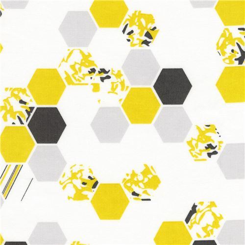 white Robert Kaufman fabric hexagon shape Palm Canyon
