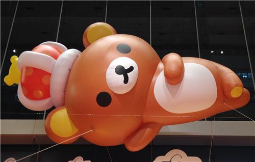Above the exhibition area there is a gigantic inflatable Rilakkuma