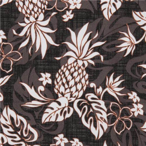 dark brown grey Robert Kaufman fabric pineapple Sevenberry Island Paradise