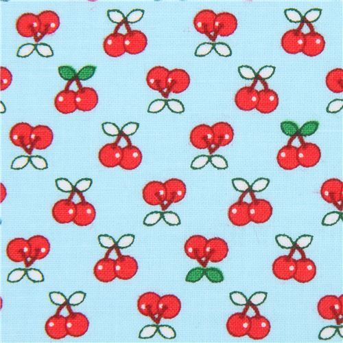 light blue Robert Kaufman small cherry fruit fabric Tiny Happy Lucky