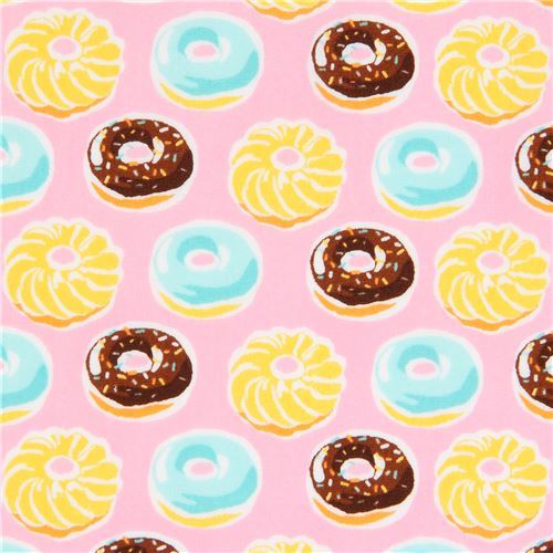 pink Robert Kaufman brown yellow donut fabric Sevenberry Mini Prints