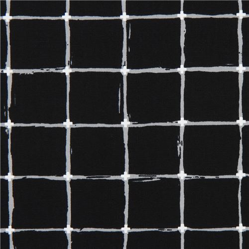black grid pattern cotton fabric