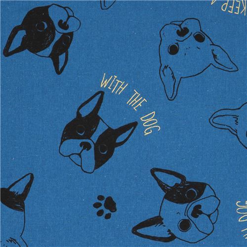 French Bulldog Cosmo canvas fabric with metallic embellishment