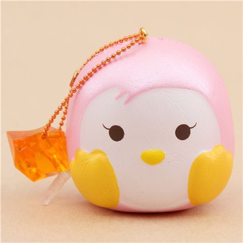 scented mini pink penguin with eyes open squishy by Puni Maru