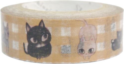 gold metallic color funny cat Washi Tape deco tape Shinzi Katoh