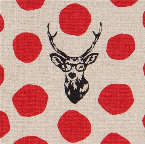 natural color echino canvas laminate fabric stag red dot Sambar