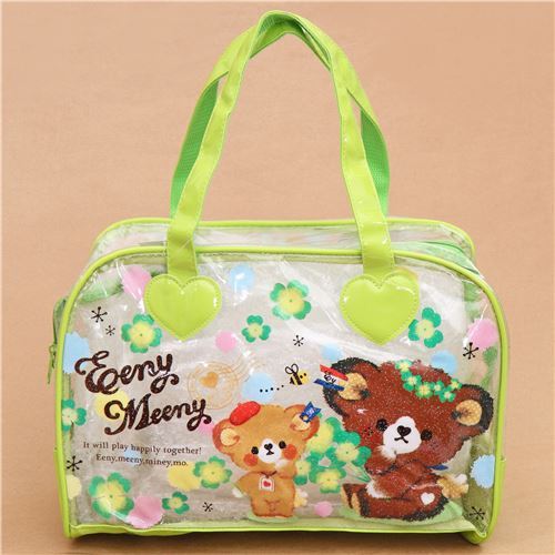 cute cloverleaf bears spring plastic glitter bag from Japan