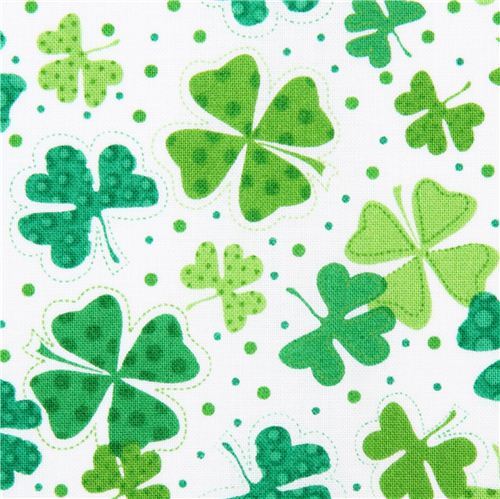 white Shamrocks & Clovers fabric Timeless Treasures