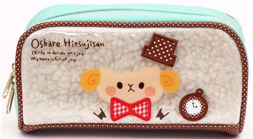 turquoise sheep animal pencil case by Kamio from Japan