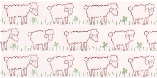 white sheep cloverleaf Washi Masking Tape deco tape Shinzi Katoh Japan