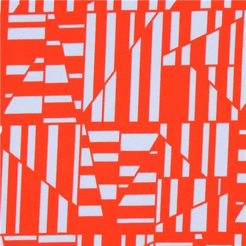 orange and grey shape knit fabric Robert Kaufman USA