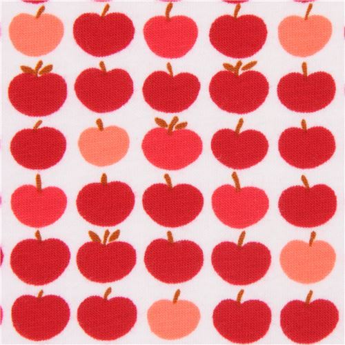 red apple Robert Kaufman off-white Laguna Jersey knit fabric