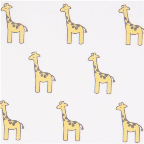 white with small giraffe animal knit fabric Robert Kaufman USA Little Safari