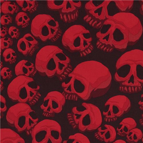 dark brown Alexander Henry fabric red skull