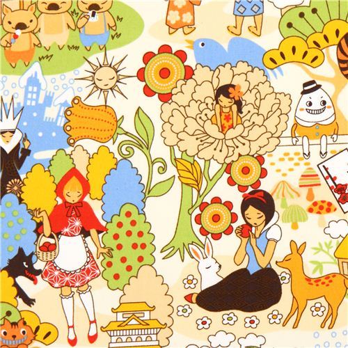 kawaii Japanese Anime fairy tale fabric beige Snow White