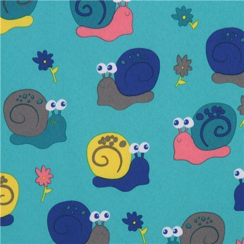 colorful snail soft shell fabric in green