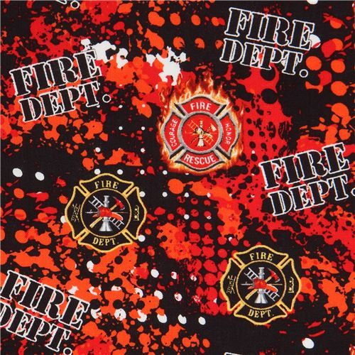 orange firefighter pattern fabric