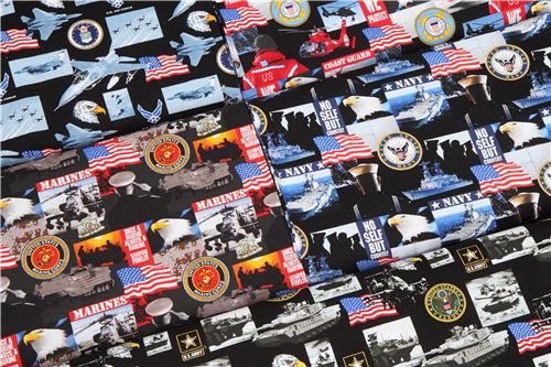 Very cool military themed designs. All officially licensed fabrics.