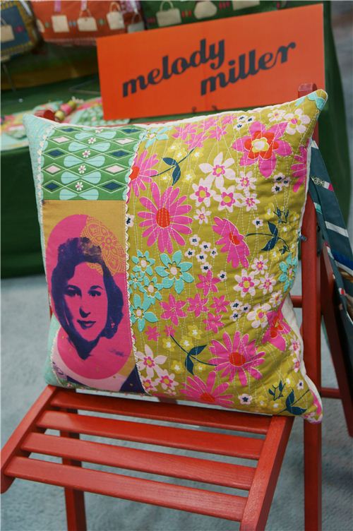 Super cool retro pillow made with Melody Miller fabrics