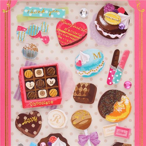 cute chocolate sweets pop out stickers from Japan