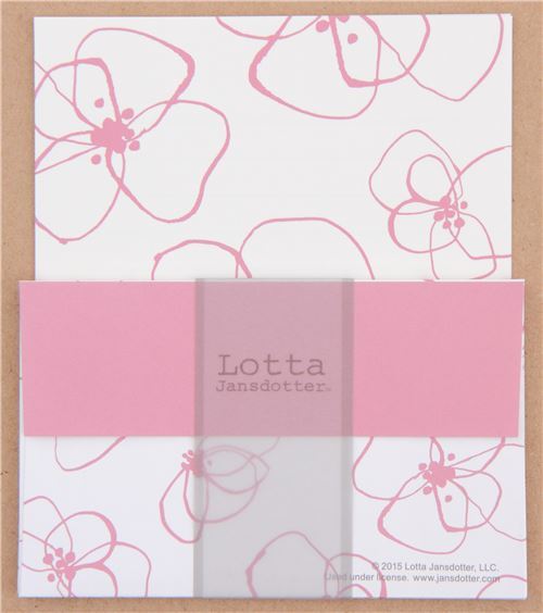 cute light cream with pink flower mini letter set from Japan