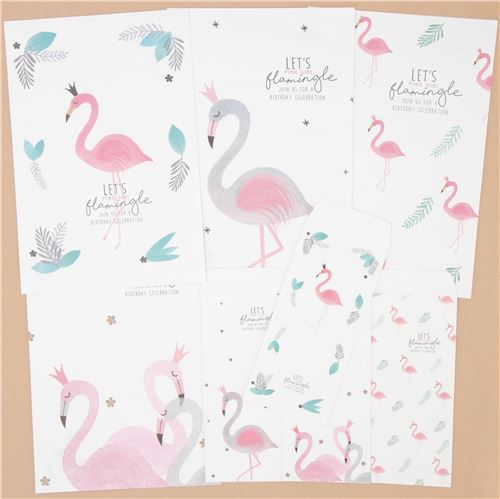 random flamingo letter set with envelopes