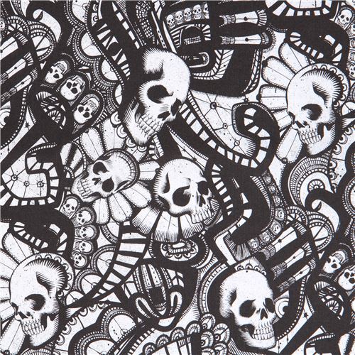 black off-white Alexander Henry fabric skull The Catacombs